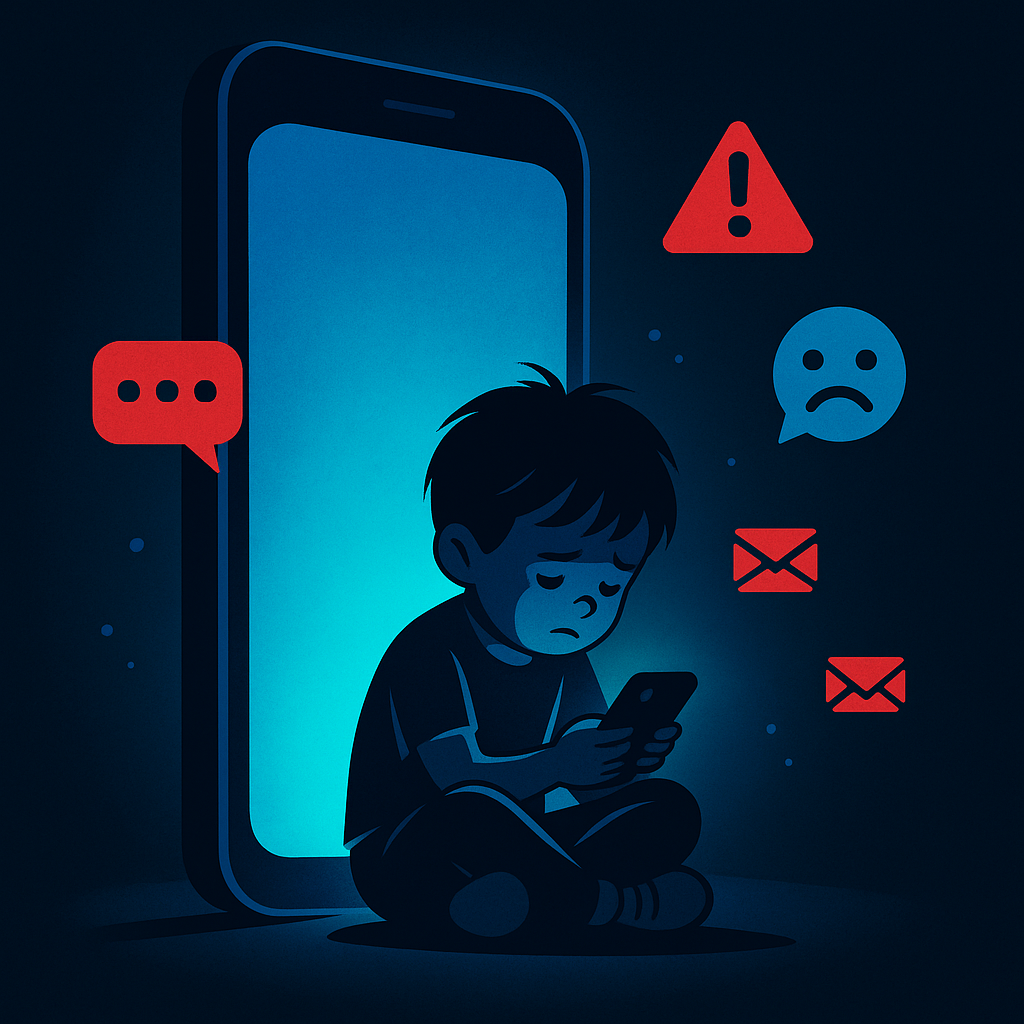 Kind mit Smartphone von außen Bedrohungen